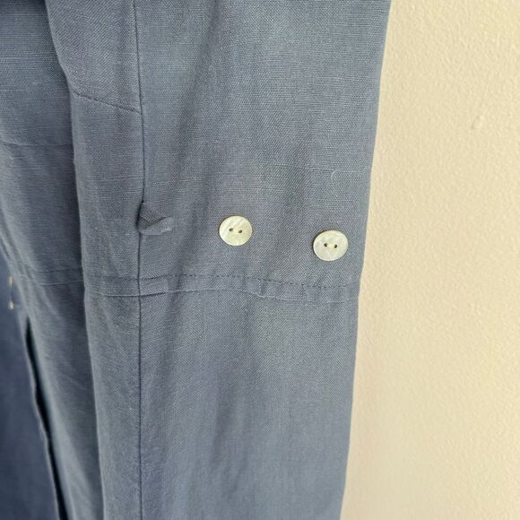 Natural Instincts Button Down Long Linen Blend Blue Coastal Dress Size 8 - Picture 5 of 8